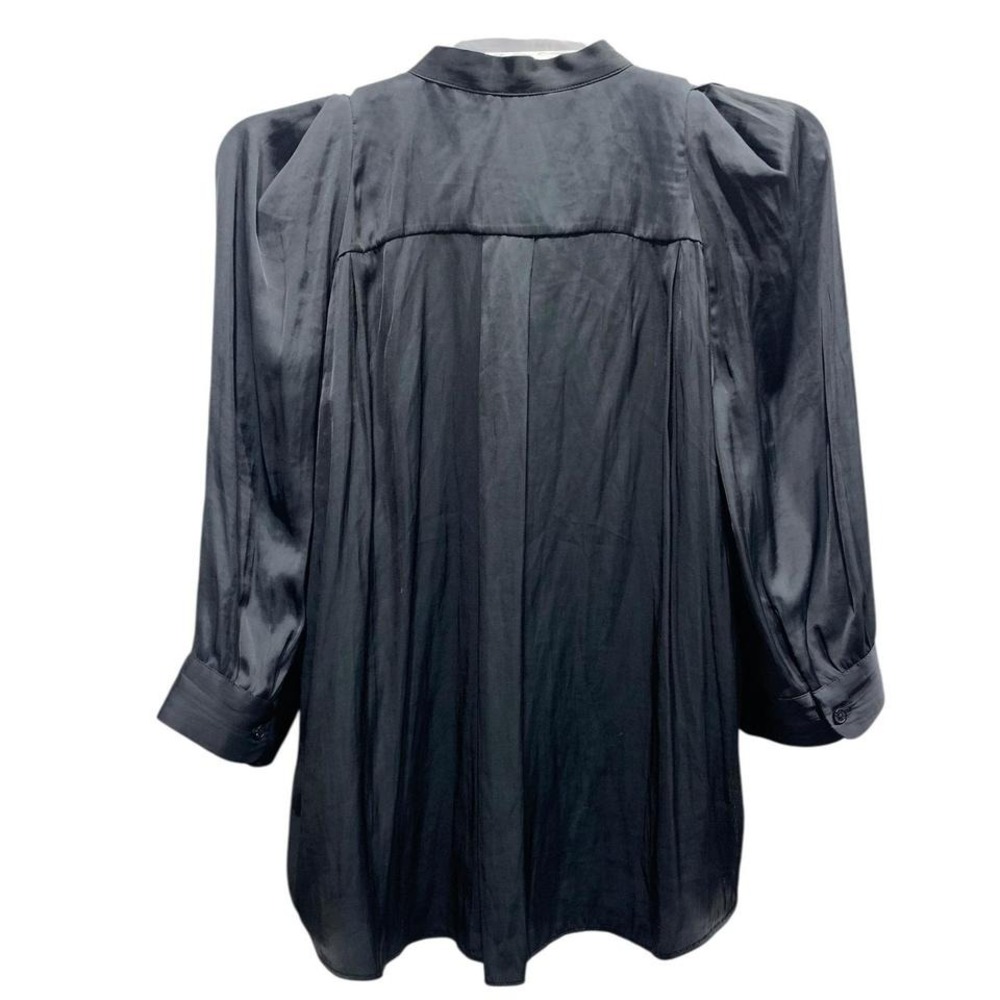 Zadig & Voltaire Touch Satin Bow Blouse Shirt‎ M Black Long Sleeve career - Picture 4 of 6